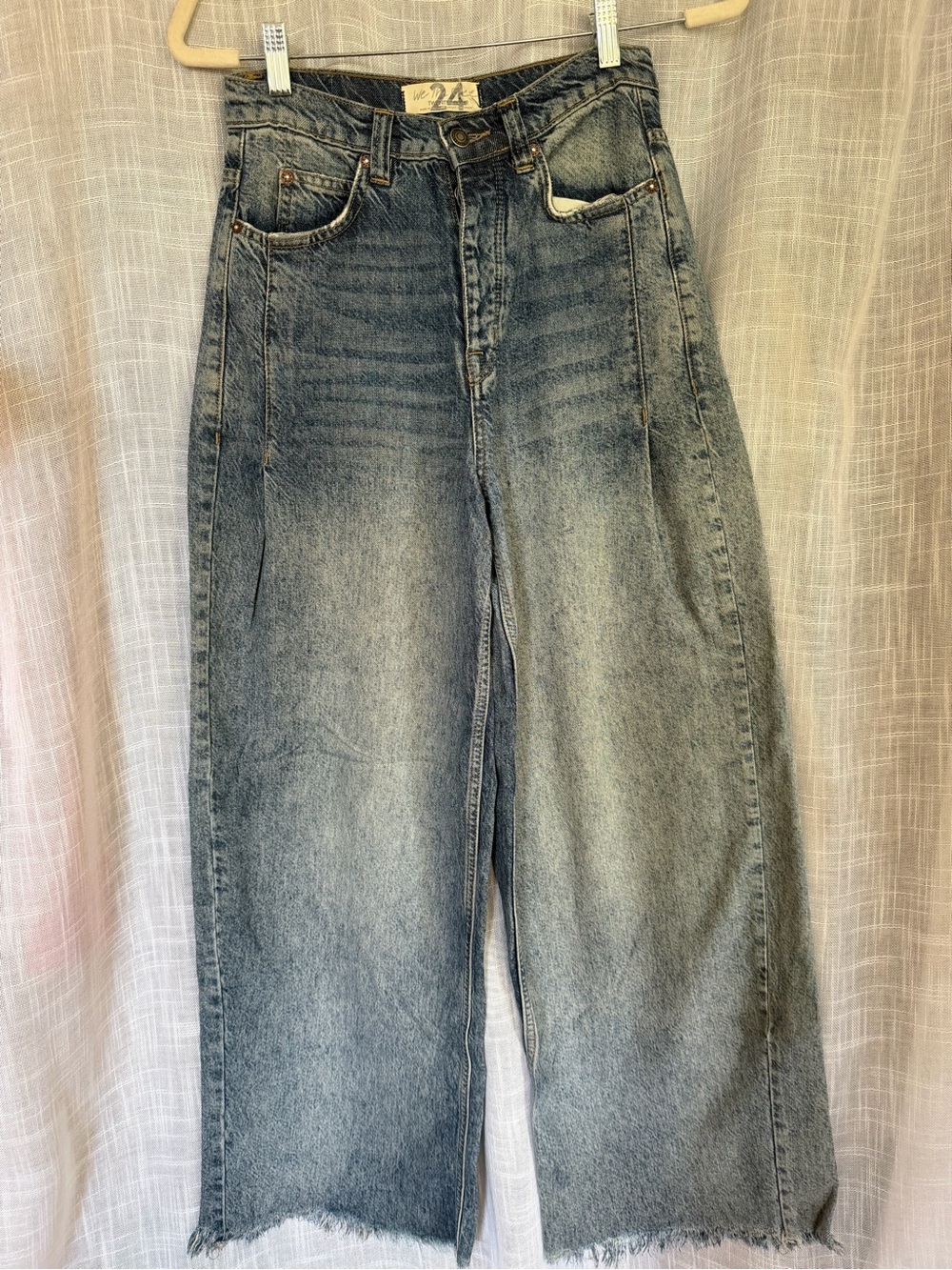 We The Free Wide-Leg High-Rise Jeans in Light Blue Wash